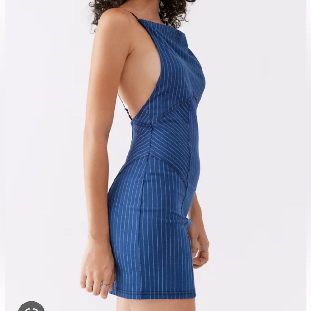 Urban Outfitters Blue Striped backless Mini Dress